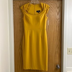 NWT Betsy & Adam dress mustard yellow gold pencil midi dress size 12 retail $199
